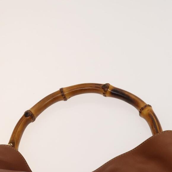 GUCCI Bamboo Hand Bag Leather Brown Gold 001 1705 001 1705 - Picture 8 of 16